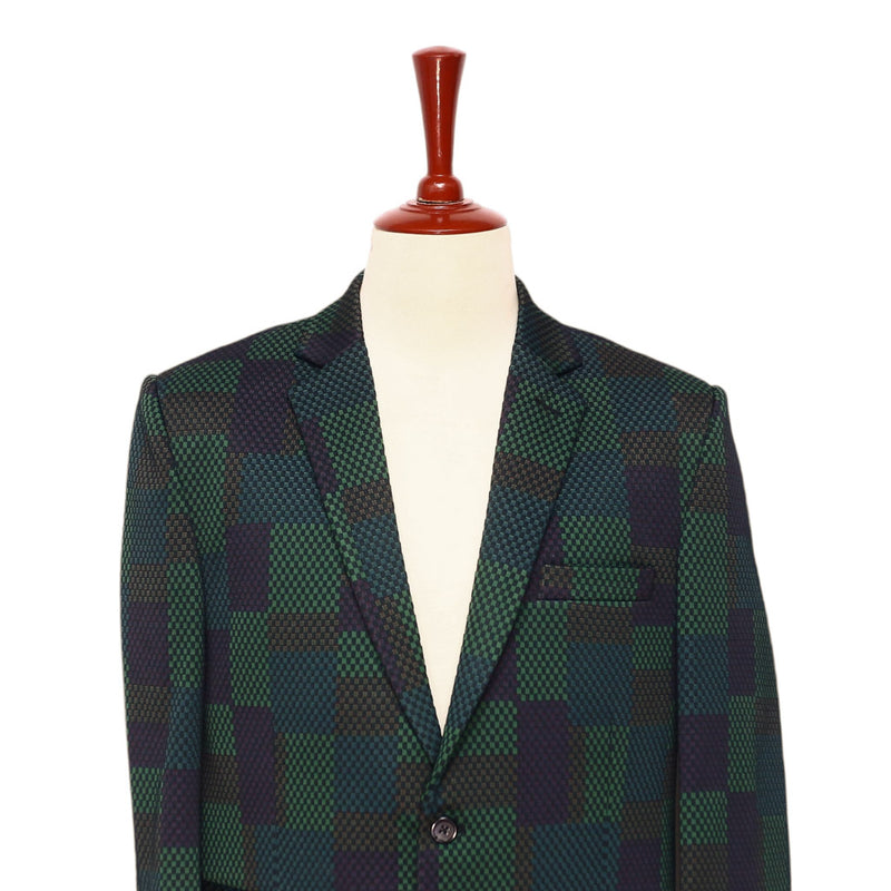 Mens Blazer Green Purple Geometric Abstract Dress Formal Jacket Sport Coat 42R