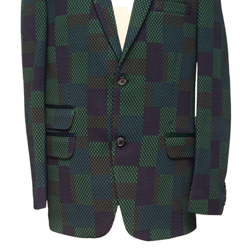 Mens Blazer Green Purple Geometric Abstract Dress Formal Jacket Sport Coat 42R