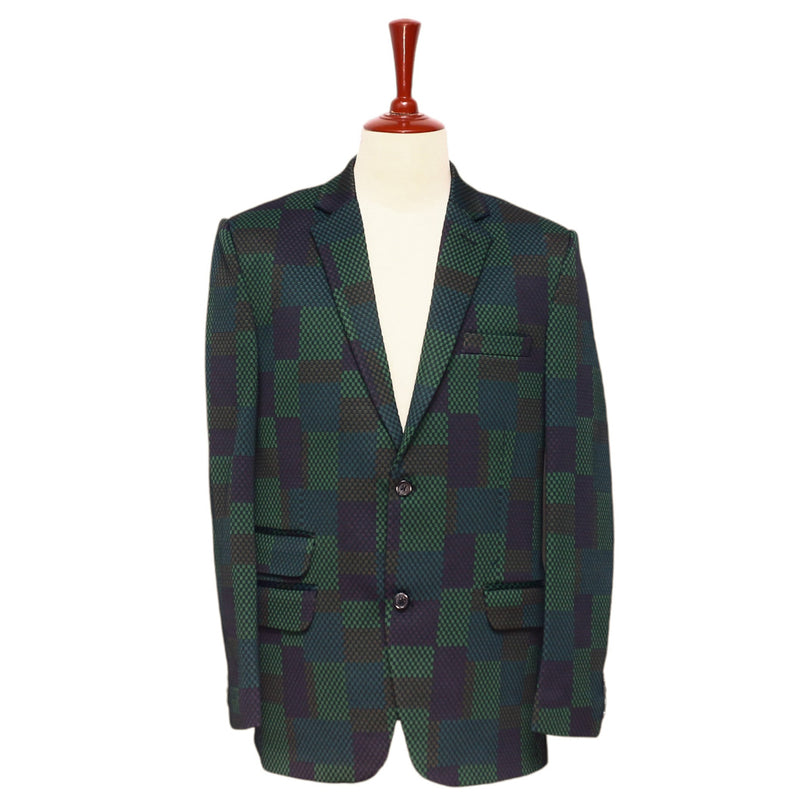Mens Blazer Green Purple Geometric Abstract Dress Formal Jacket Sport Coat 42R