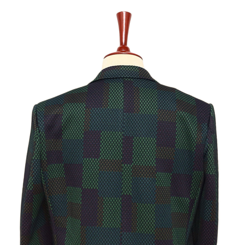 Mens Blazer Green Purple Geometric Abstract Dress Formal Jacket Sport Coat 42R