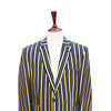 Mens Blazer Yellow Blue Striped Formal Party Jacket Wedding Sport Coat 42R