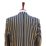Mens Blazer Yellow Blue Striped Formal Party Jacket Wedding Sport Coat 42R