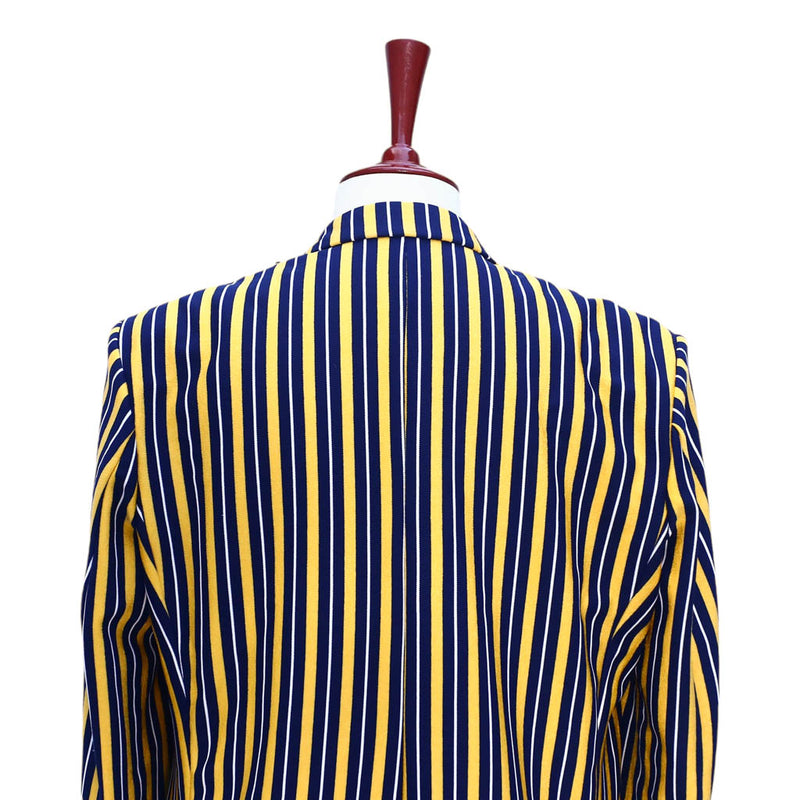 Mens Blazer Yellow Blue Striped Formal Party Jacket Wedding Sport Coat 42R