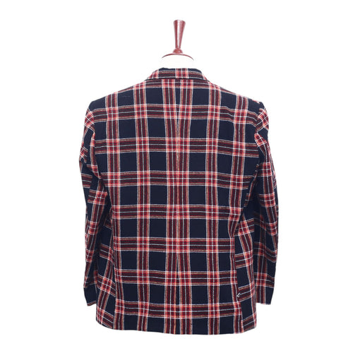 Mens Blazer Black Red Plaid Wool Formal Party Jacket Wedding Sport Coat 48R