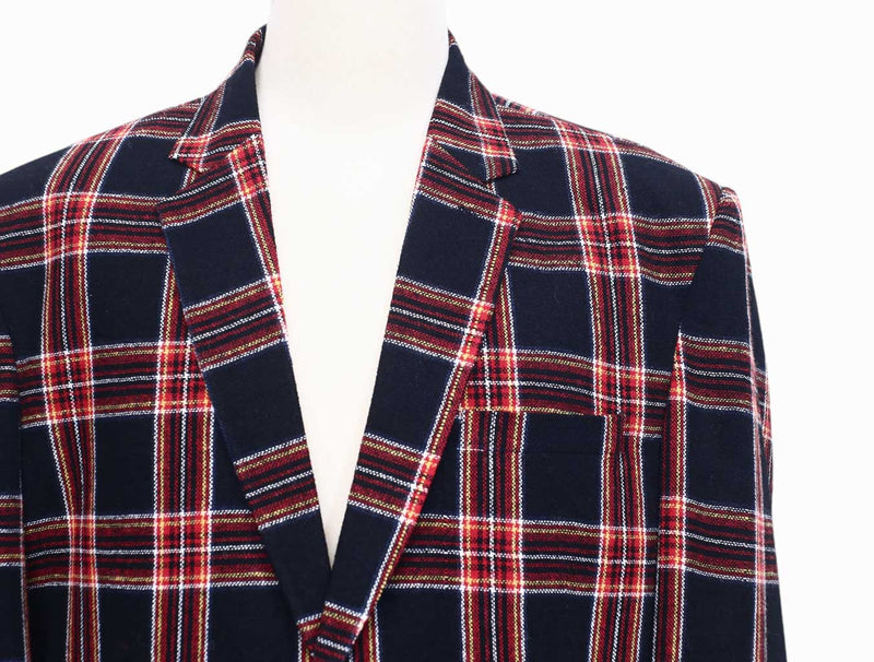 Mens Blazer Black Red Plaid Wool Formal Party Jacket Wedding Sport Coat 48R