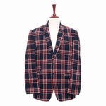 Mens Blazer Black Red Plaid Wool Formal Party Jacket Wedding Sport Coat 48R
