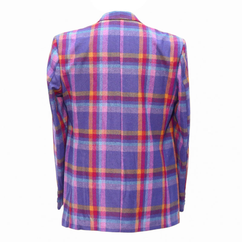 Mens Blazer Purple Pink Orange Plaid Wool Formal Party Jacket Wedding Sport Coat 42R
