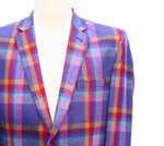Mens Blazer Purple Pink Orange Plaid Wool Formal Party Jacket Wedding Sport Coat 42R