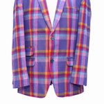 Mens Blazer Purple Pink Orange Plaid Wool Formal Party Jacket Wedding Sport Coat 42R