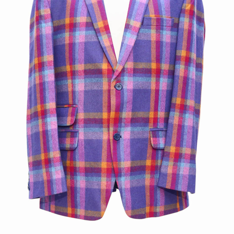 Mens Blazer Purple Pink Orange Plaid Wool Formal Party Jacket Wedding Sport Coat 42R