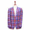 Mens Blazer Purple Pink Orange Plaid Wool Formal Party Jacket Wedding Sport Coat 42R