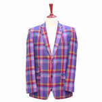Mens Blazer Purple Pink Orange Plaid Wool Formal Party Jacket Wedding Sport Coat 42R