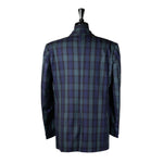 Mens Blazer Blue Green Yellow Tartan Plaid Cotton Dress Formal Suit Jacket Wedding Sport Coat 44R