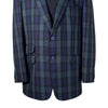 Mens Blazer Blue Green Yellow Tartan Plaid Cotton Dress Formal Suit Jacket Wedding Sport Coat 44R