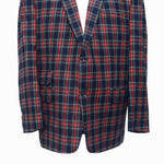 Mens Blazer Blue Red Tartan Plaid Wool Formal Party Jacket Wedding Sport Coat 46R