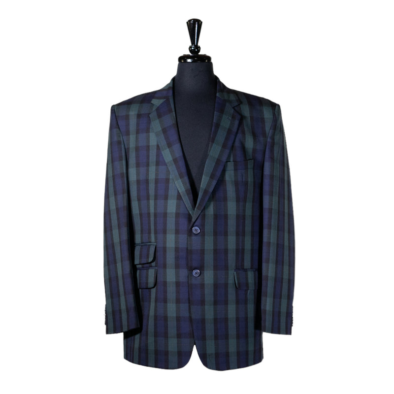Mens Blazer Blue Green Yellow Tartan Plaid Cotton Dress Formal Suit Jacket Wedding Sport Coat 44R