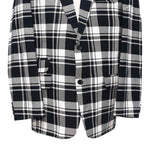Mens Blazer Black White Plaid Cotton Formal Party Jacket Wedding Sport Coat 46R