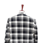 Mens Blazer Black White Plaid Cotton Formal Party Jacket Wedding Sport Coat 46R