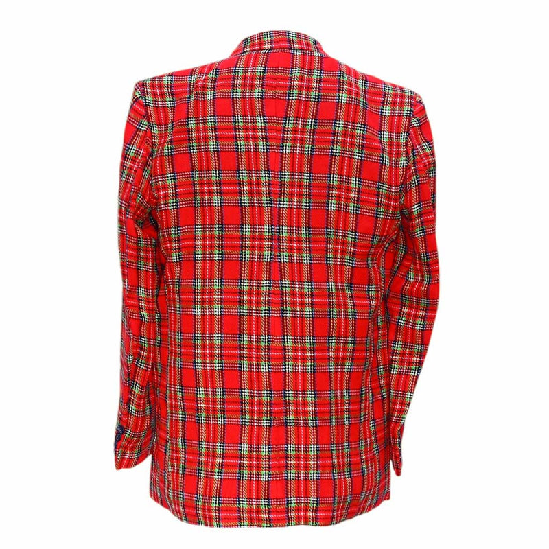 Mens Blazer Red Green Blue Tartan Plaid Wool Formal Party Jacket Christmas Sport Coat 42R