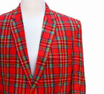 Mens Blazer Red Green Blue Tartan Plaid Wool Formal Party Jacket Christmas Sport Coat 42R