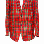 Mens Blazer Red Green Blue Tartan Plaid Wool Formal Party Jacket Christmas Sport Coat 42R