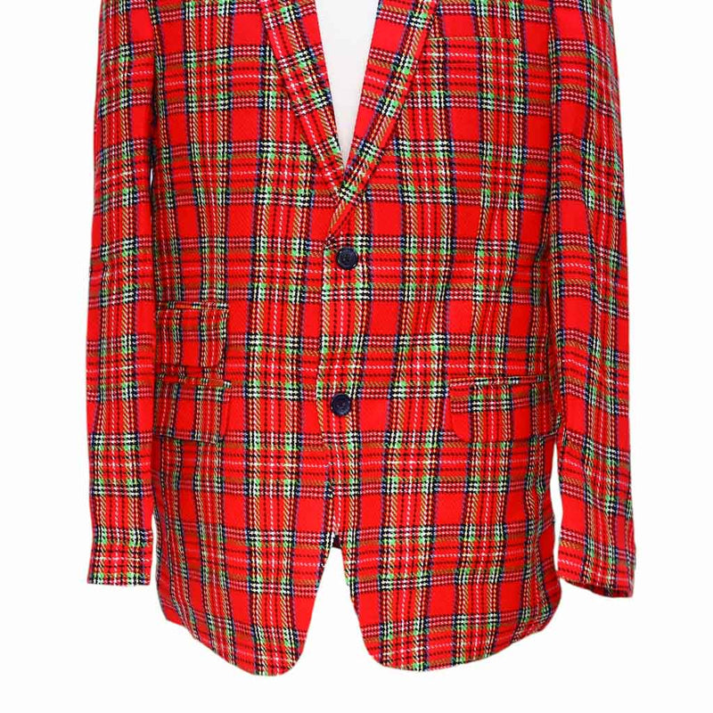 Mens Blazer Red Green Blue Tartan Plaid Wool Formal Party Jacket Christmas Sport Coat 42R