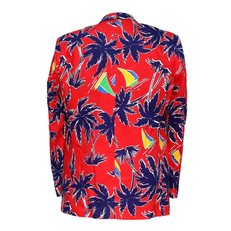 Mens Blazer Red Blue Hawaiian Beach Formal Party Jacket Wedding Sport Coat 42R