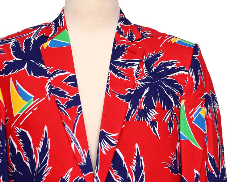 Mens Blazer Red Blue Hawaiian Beach Formal Party Jacket Wedding Sport Coat 42R