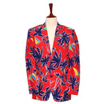 Mens Blazer Red Blue Hawaiian Beach Formal Party Jacket Wedding Sport Coat 42R