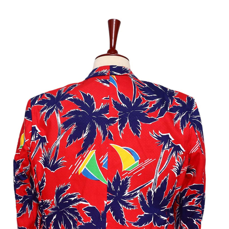 Mens Blazer Red Blue Hawaiian Beach Formal Party Jacket Wedding Sport Coat 42R