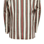 Mens Blazer Green Red White Striped Cotton Formal Party Jacket Christmas Sport Coat 42R