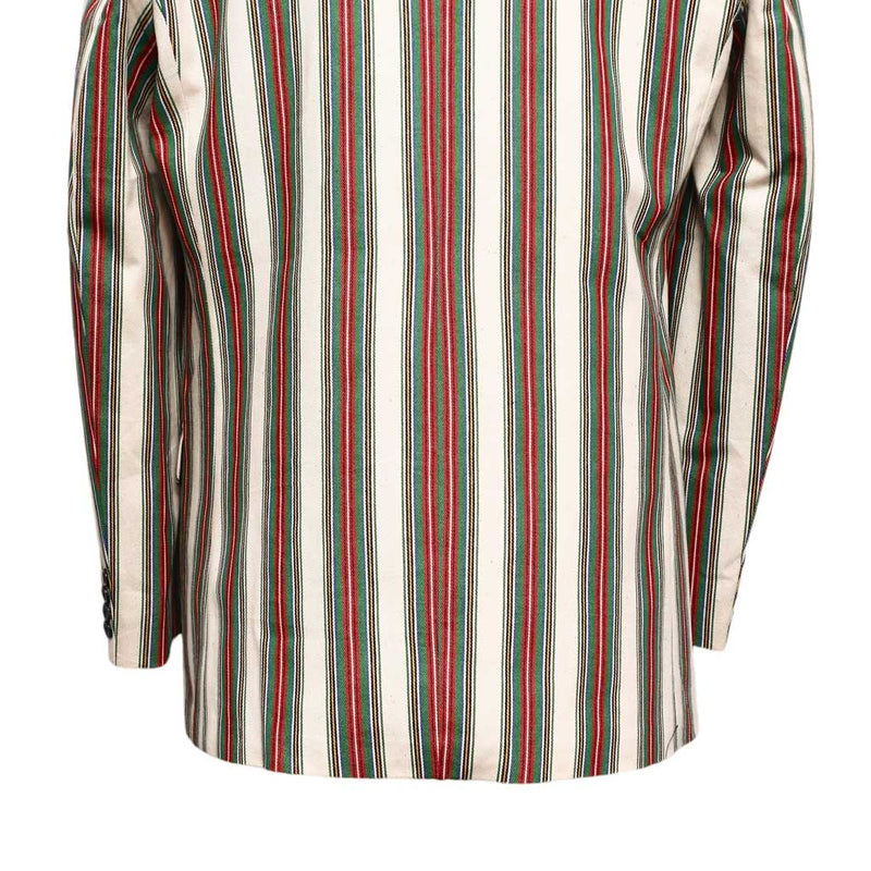 Mens Blazer Green Red White Striped Cotton Formal Party Jacket Christmas Sport Coat 42R