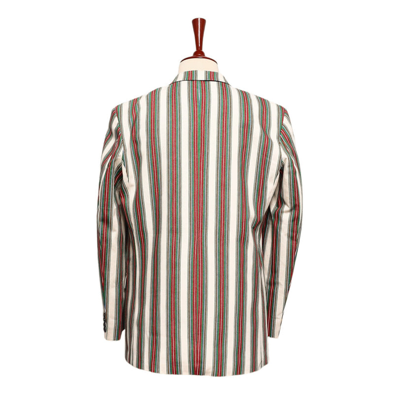 Mens Blazer Green Red White Striped Cotton Formal Party Jacket Christmas Sport Coat 42R