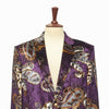 Mens Blazer Purple Paisley Velvet Designer Dress Formal Suit Jacket Wedding Sport Coat 46R