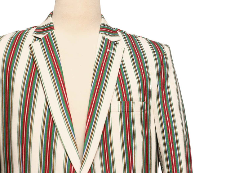 Mens Blazer Green Red White Striped Cotton Formal Party Jacket Christmas Sport Coat 42R