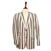Mens Blazer Green Red White Striped Cotton Formal Party Jacket Christmas Sport Coat 42R