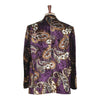 Mens Blazer Purple Paisley Velvet Designer Dress Formal Suit Jacket Wedding Sport Coat 46R