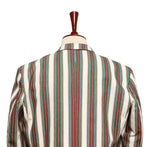 Mens Blazer Green Red White Striped Cotton Formal Party Jacket Christmas Sport Coat 42R