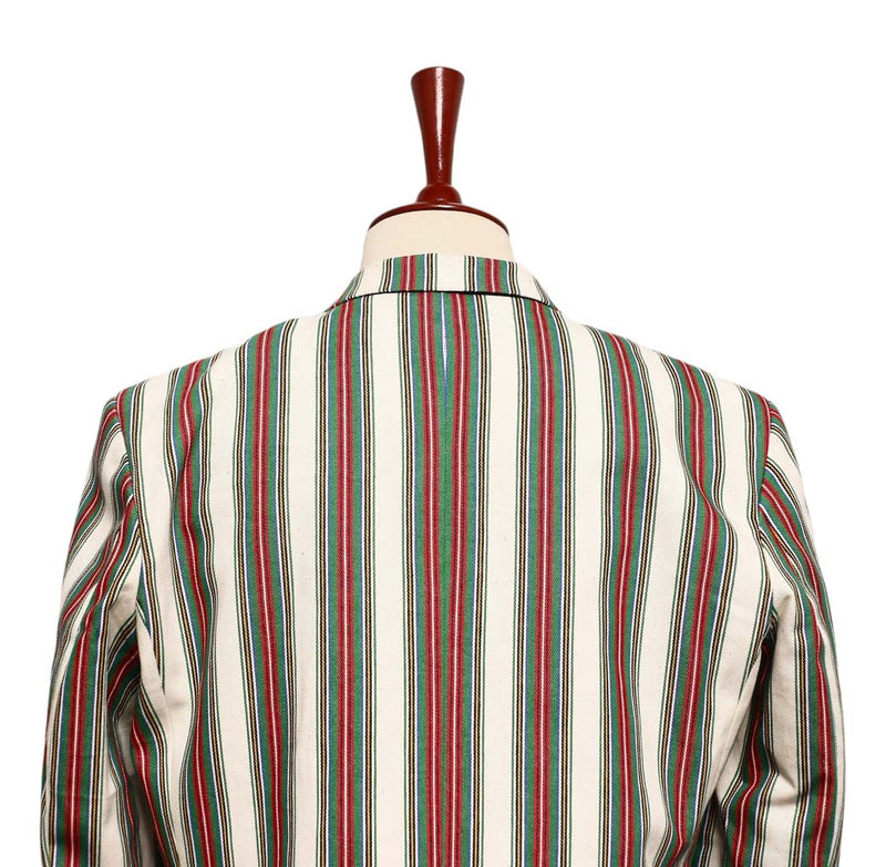 Mens Blazer Green Red White Striped Cotton Formal Party Jacket Christmas Sport Coat 42R