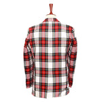 Mens Blazer Red White Green Tartan Plaid Wool Formal Party Jacket Wedding Sport Coat 42R