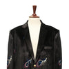 Mens Blazer Black Peacock Embroidered Velvet Designer Dress Formal Suit Jacket Wedding Sport Coat 46R