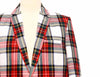 Mens Blazer Red White Green Tartan Plaid Wool Formal Party Jacket Wedding Sport Coat 42R