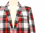 Mens Blazer Red White Green Tartan Plaid Wool Formal Party Jacket Wedding Sport Coat 42R