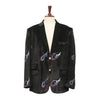 Mens Blazer Black Peacock Embroidered Velvet Designer Dress Formal Suit Jacket Wedding Sport Coat 46R