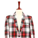 Mens Blazer Red White Green Tartan Plaid Wool Formal Party Jacket Wedding Sport Coat 42R
