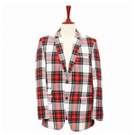 Mens Blazer Red White Green Tartan Plaid Wool Formal Party Jacket Wedding Sport Coat 42R
