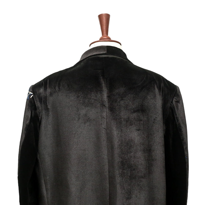 Mens Blazer Black Peacock Embroidered Velvet Designer Dress Formal Suit Jacket Wedding Sport Coat 46R