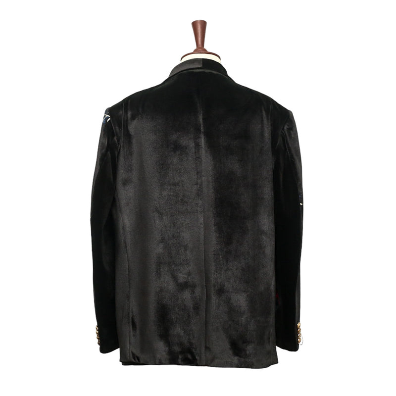 Mens Blazer Black Peacock Embroidered Velvet Designer Dress Formal Suit Jacket Wedding Sport Coat 46R
