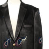 Mens Blazer Black Peacock Embroidered Velvet Designer Dress Formal Suit Jacket Wedding Sport Coat 46R