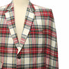 Mens Blazer White Red Tartan Plaid Wool 2 Button Dress Formal Suit Jacket Wedding Sport Coat 44R